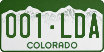 CO license plate 001LDA