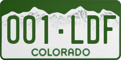 CO license plate 001LDF