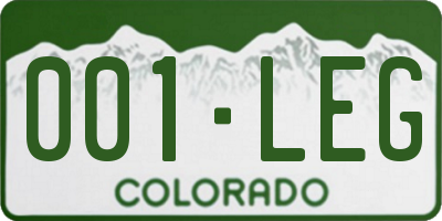 CO license plate 001LEG