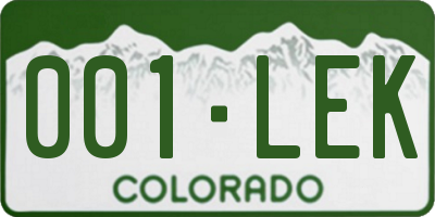 CO license plate 001LEK