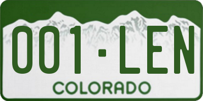 CO license plate 001LEN