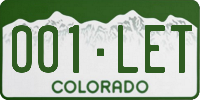 CO license plate 001LET