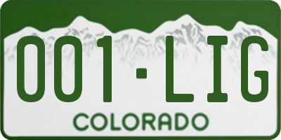 CO license plate 001LIG