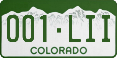 CO license plate 001LII