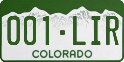 CO license plate 001LIR