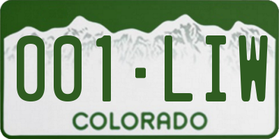 CO license plate 001LIW