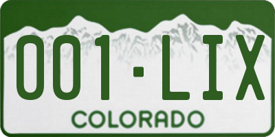 CO license plate 001LIX