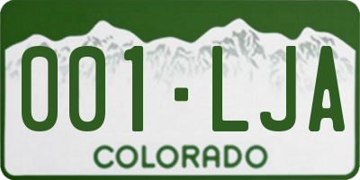 CO license plate 001LJA