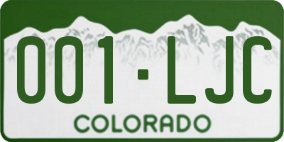 CO license plate 001LJC