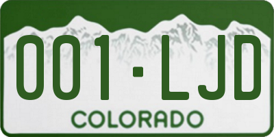 CO license plate 001LJD