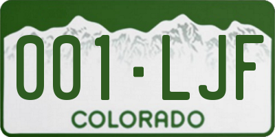 CO license plate 001LJF