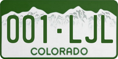 CO license plate 001LJL