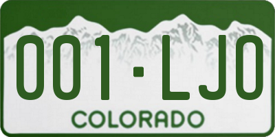 CO license plate 001LJO