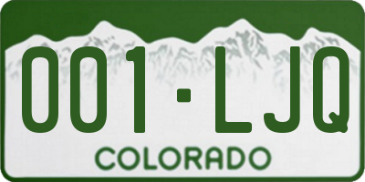 CO license plate 001LJQ