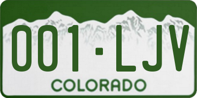 CO license plate 001LJV