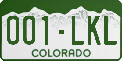 CO license plate 001LKL