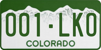 CO license plate 001LKO