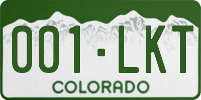 CO license plate 001LKT