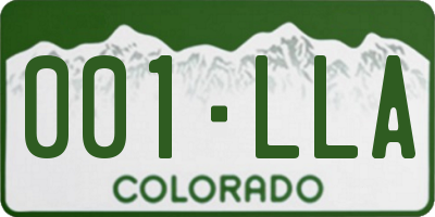 CO license plate 001LLA