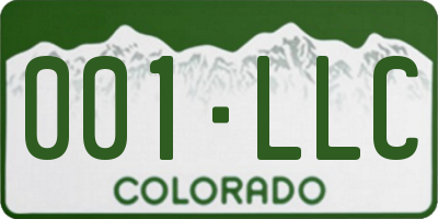 CO license plate 001LLC