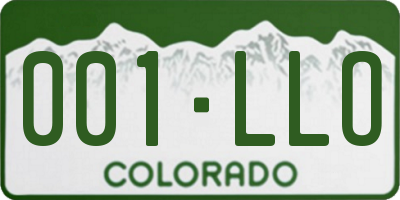 CO license plate 001LLO