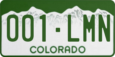 CO license plate 001LMN