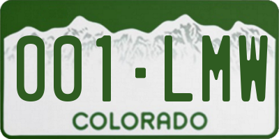 CO license plate 001LMW