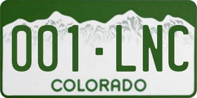 CO license plate 001LNC