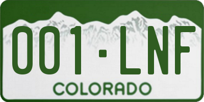 CO license plate 001LNF