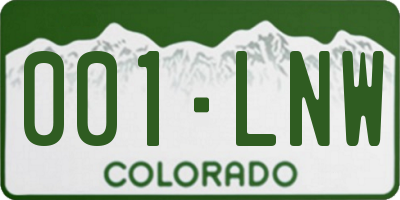 CO license plate 001LNW