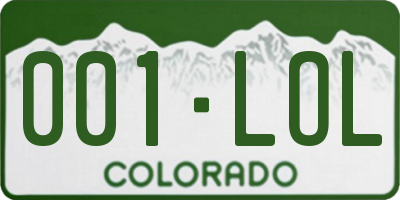 CO license plate 001LOL