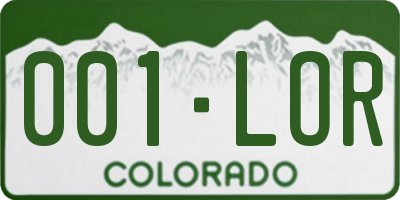 CO license plate 001LOR