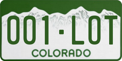 CO license plate 001LOT