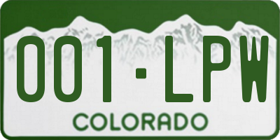 CO license plate 001LPW
