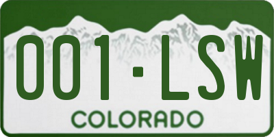 CO license plate 001LSW