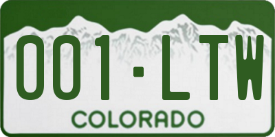 CO license plate 001LTW