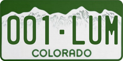 CO license plate 001LUM