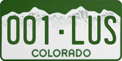 CO license plate 001LUS