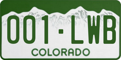 CO license plate 001LWB