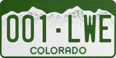 CO license plate 001LWE