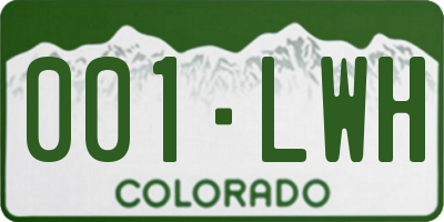 CO license plate 001LWH