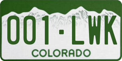 CO license plate 001LWK