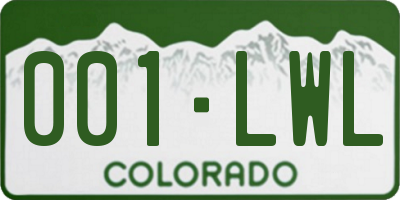 CO license plate 001LWL