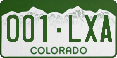CO license plate 001LXA