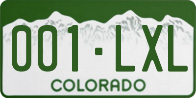 CO license plate 001LXL