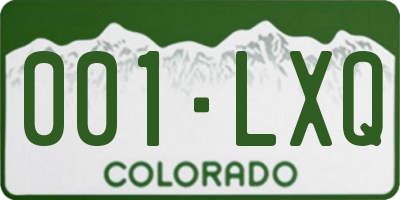 CO license plate 001LXQ