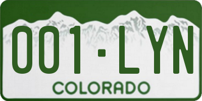 CO license plate 001LYN