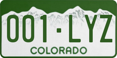 CO license plate 001LYZ