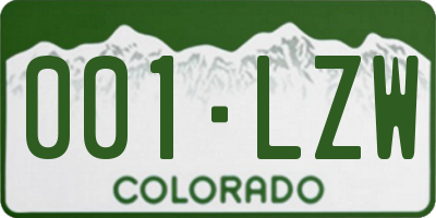 CO license plate 001LZW