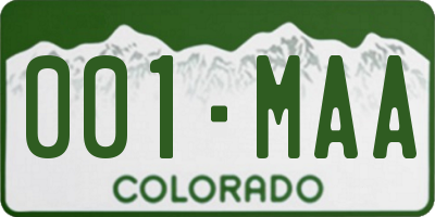 CO license plate 001MAA